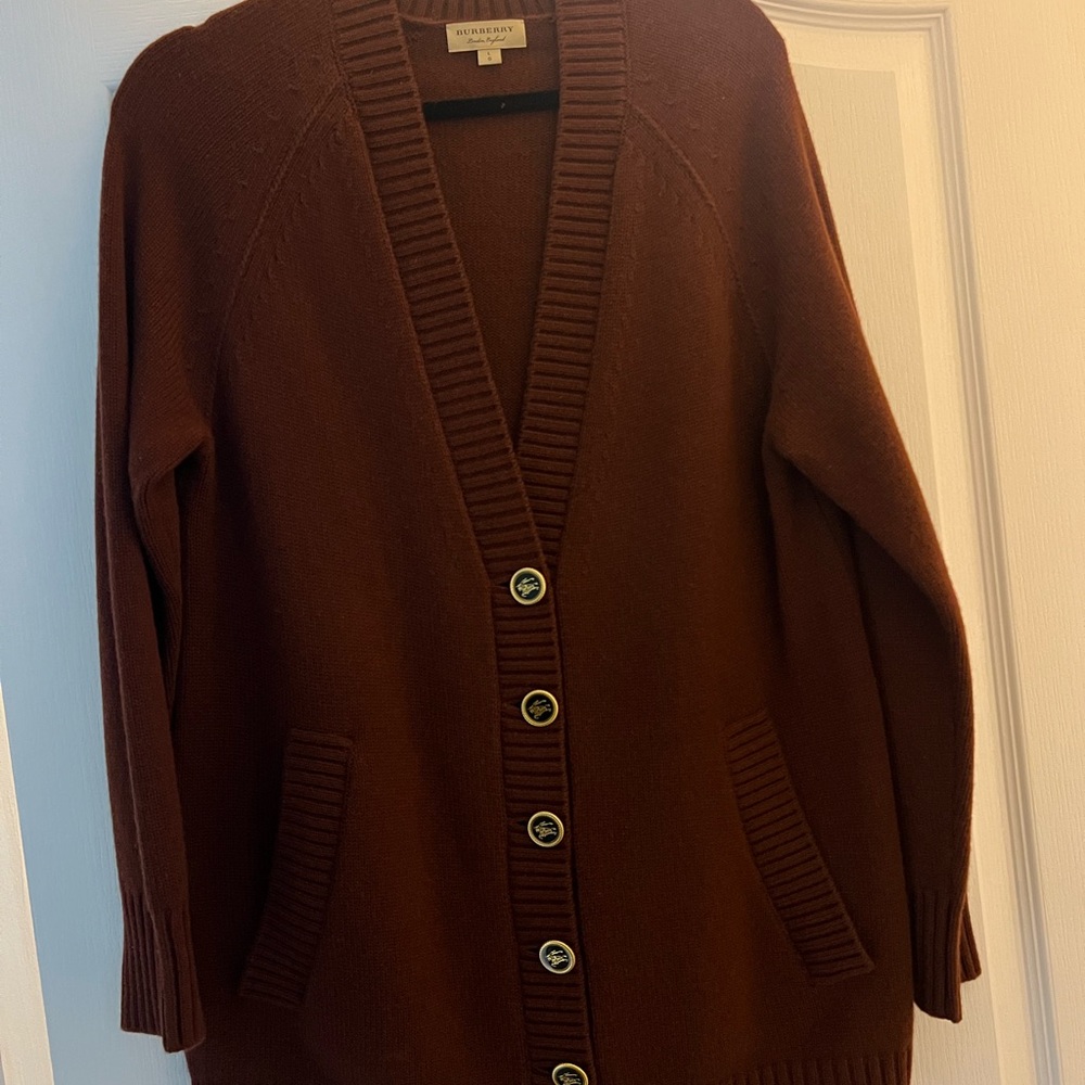 Burberry Women's Maroon Cardigan Sweater